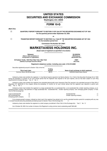 Thumbnail MarketAxess
 10-Q Quarterly Report FY2020 