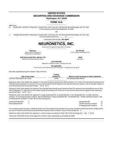 Thumbnail Neuronetics 10-Q Quarterly Report FY2020 
