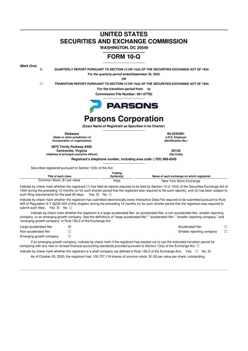Thumbnail Parsons 10-Q Quarterly Report FY2020 
