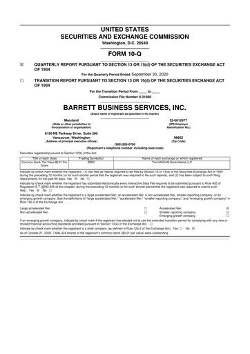 Thumbnail Barrett Business Services 10-Q Quarterly Report FY2020 