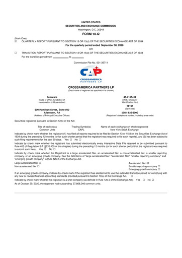Miniature CrossAmerica Partners 10-Q Rapport trimestriel 2020 