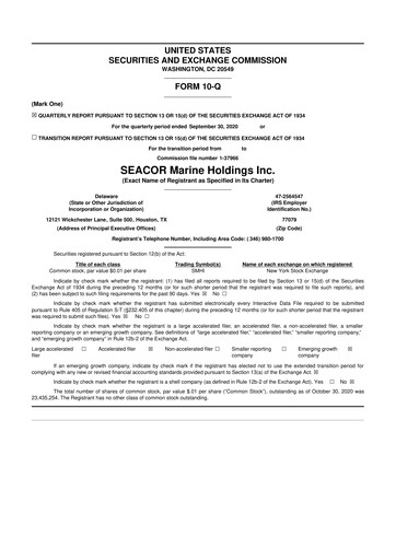 Thumbnail SEACOR Marine 10-Q Quarterly Report FY2020 