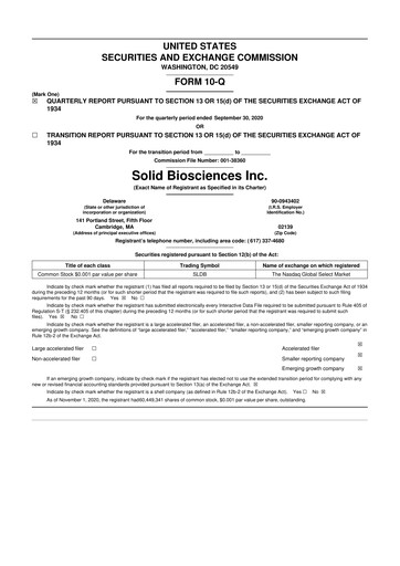 Thumbnail Solid Biosciences
 10-Q Quarterly Report FY 
