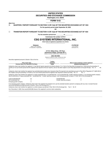 Thumbnail CSG International
 10-Q Quarterly Report FY 