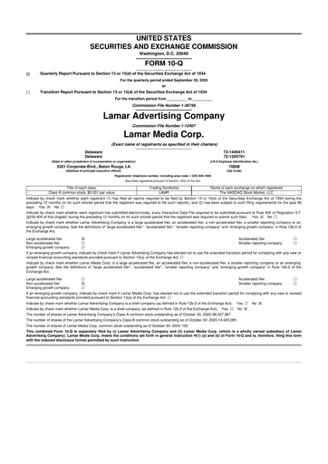 Thumbnail Lamar Advertising 10-Q Quarterly Report FY 