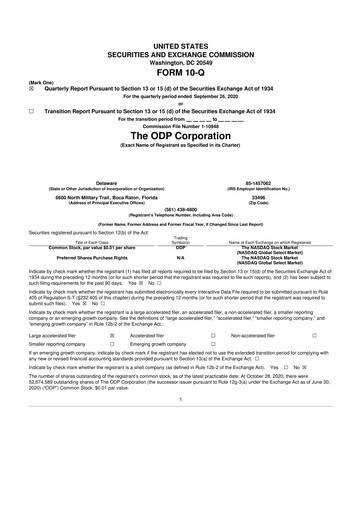 Thumbnail The ODP Corporation
 10-Q Quarterly Report FY2020 