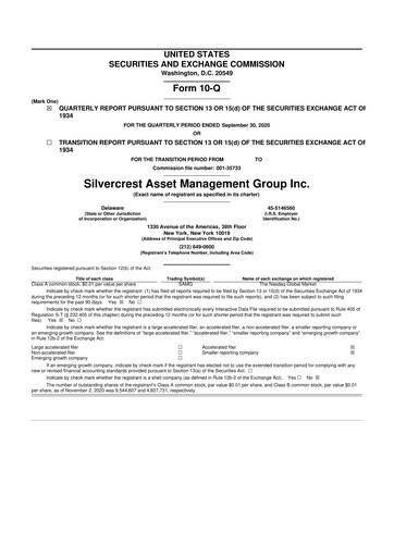 Vorschaubild Silvercrest Asset Management Group 10-Q Quartalsbericht 2020 