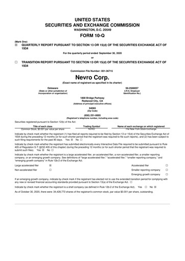 Thumbnail Nevro
 10-Q Quarterly Report FY 