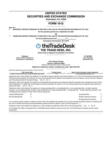 Thumbnail The Trade Desk
 10-Q Quarterly Report FY2020 