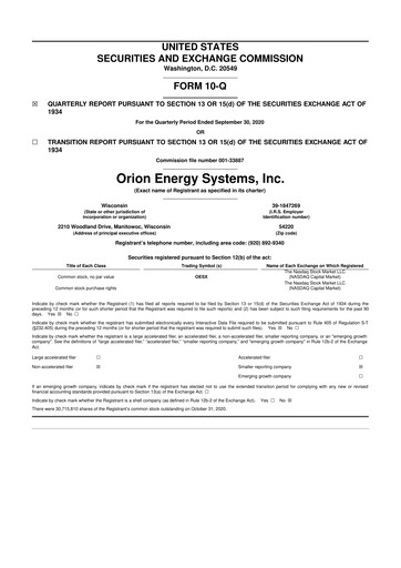 Vorschaubild Orion Energy Systems
 10-Q Quartalsbericht 2021 