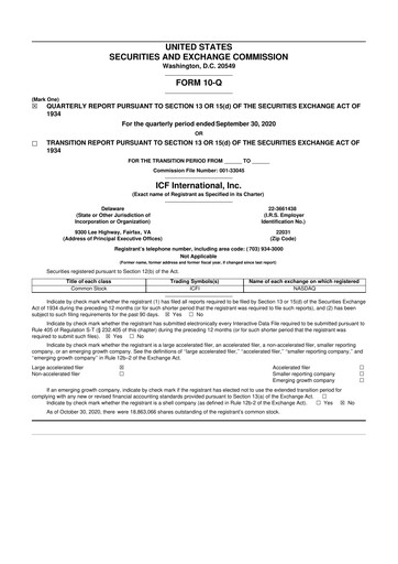 Thumbnail ICF International 10-Q Quarterly Report FY2020 