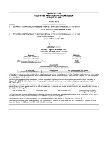 Vorschaubild Victory Capital 10-Q Quartalsbericht 2020 