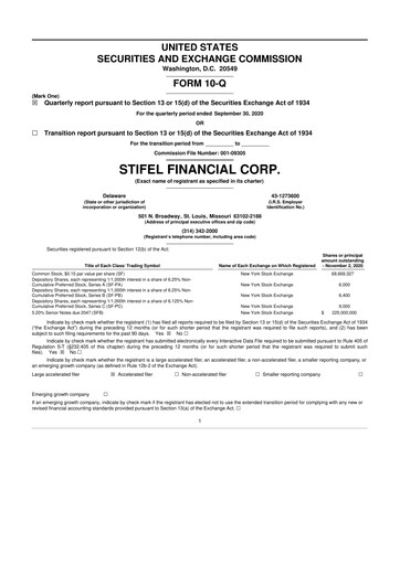 Thumbnail Stifel
 10-Q Quarterly Report FY2020 