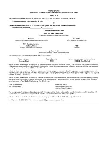 Vorschaubild First Mid Bancshares 10-Q Quartalsbericht 2020 