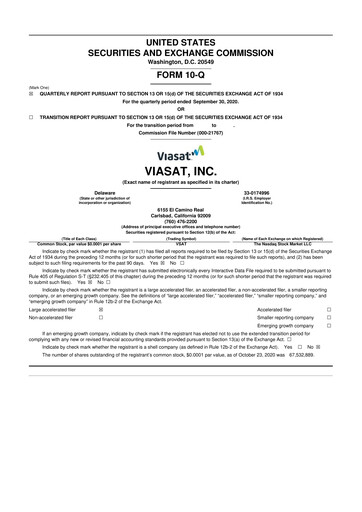 Thumbnail ViaSat 10-Q Quarterly Report FY 