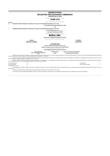 Vorschaubild Roku 10-Q Quartalsbericht 2020 