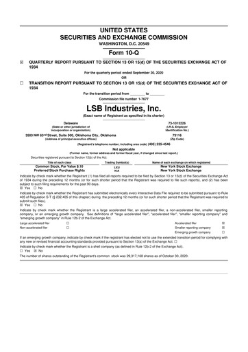 Thumbnail LSB Industries 10-Q Quarterly Report FY 