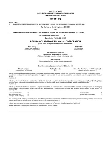 Thumbnail Peapack-Gladstone Financial 10-Q Quarterly Report FY2020 