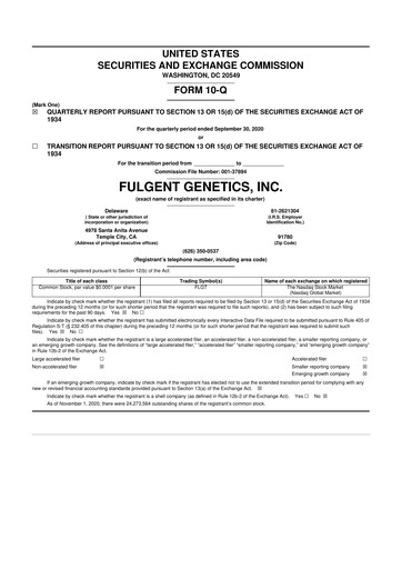 Thumbnail Fulgent Genetics
 10-Q Quarterly Report FY2020 