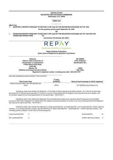 Thumbnail Repay Holdings 10-Q Quarterly Report FY2020 