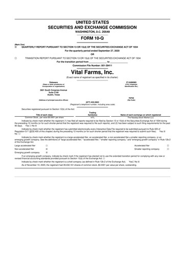 Thumbnail Vital Farms 10-Q Quarterly Report FY2020 