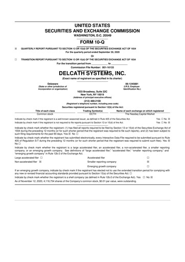 Thumbnail Delcath Systems 10-Q Quarterly Report FY2020 