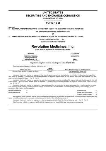 Thumbnail Revolution Medicines
 10-Q Quarterly Report FY2020 
