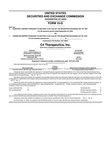 Thumbnail C4 Therapeutics 10-Q Quarterly Report FY 
