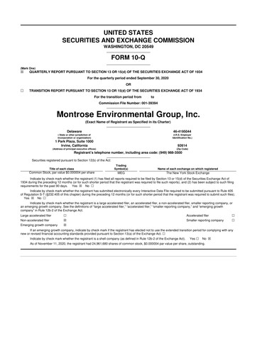 Thumbnail Montrose Environmental 10-Q Quarterly Report FY2020 