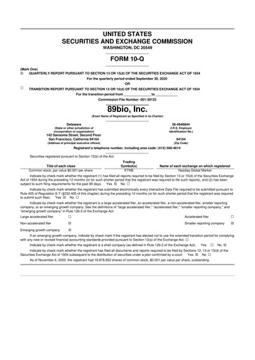 Vorschaubild 89bio 10-Q Quartalsbericht 2020 