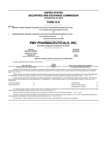 Vorschaubild PMV Pharmaceuticals 10-Q Quartalsbericht  