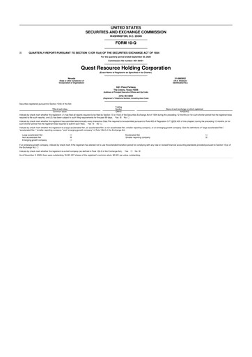 Thumbnail Quest Resource Holding 10-Q Quarterly Report FY2020 