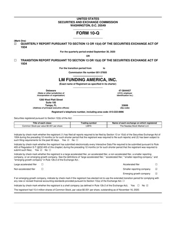 Thumbnail LM Funding America 10-Q Quarterly Report FY2020 