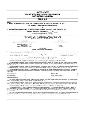 Thumbnail PennantPark Floating Rate Capital Ltd.
 10-K Annual Report 