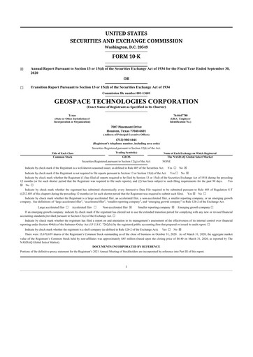 Thumbnail Geospace Technologies
 10-K Annual Report 2020