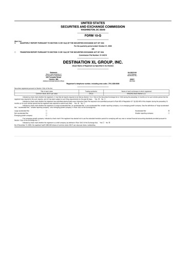 Thumbnail Destination XL 10-Q Quarterly Report FY2020 