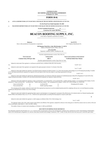 Thumbnail Beacon Roofing Supply 10-K Annual Report 2020