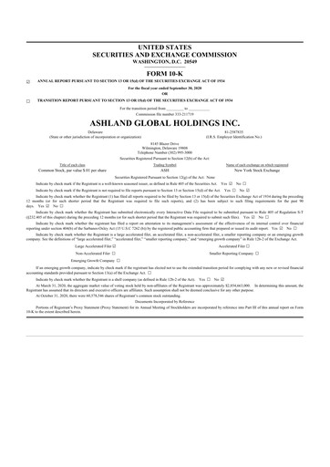 Thumbnail Ashland 10-K Annual Report 2020