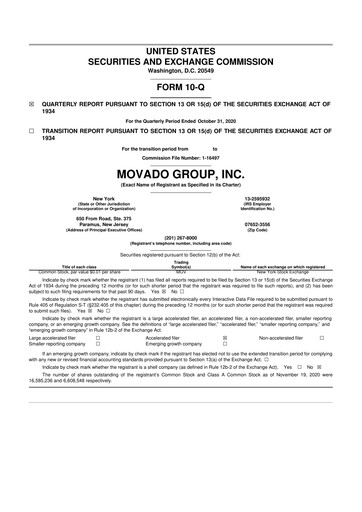 Vorschaubild Movado Group 10-Q Quartalsbericht  