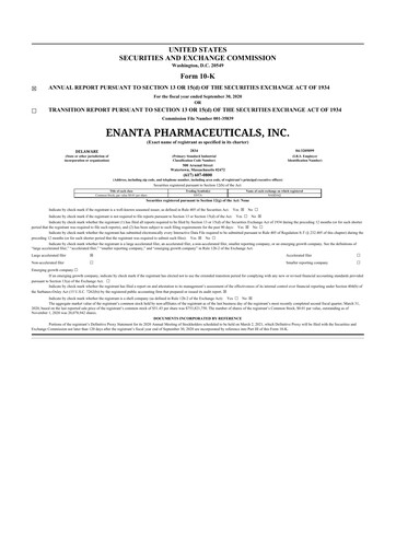 Thumbnail Enanta Pharmaceuticals
 10-K Annual Report 2020