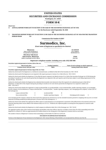 Thumbnail SurModics 10-K Annual Report 2020