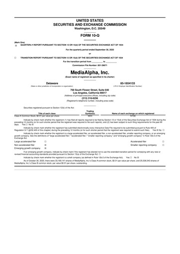 Vorschaubild MediaAlpha 10-Q Quartalsbericht 2020 