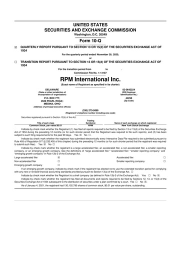 Thumbnail RPM International
 10-Q Quarterly Report FY 
