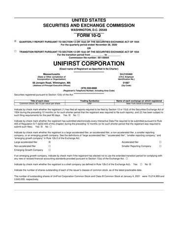 Vorschaubild UniFirst 10-Q Quartalsbericht  