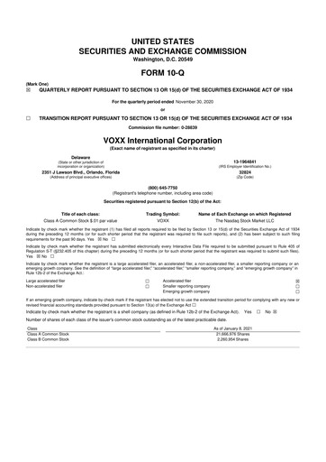 Thumbnail Voxx International
 10-Q Quarterly Report FY2021 