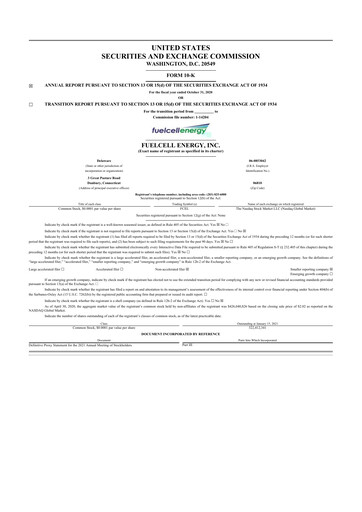 Thumbnail FuelCell Energy
 10-K Annual Report 2020