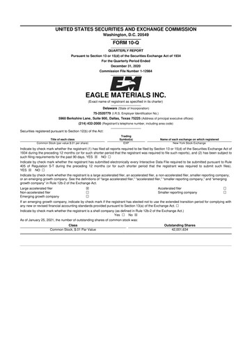 Thumbnail Eagle Materials
 10-Q Quarterly Report FY2021 