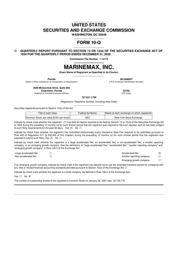 Thumbnail MarineMax 10-Q Quarterly Report FY 