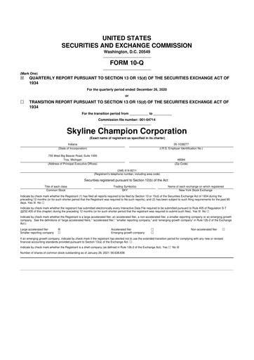 Thumbnail Champion Homes 10-Q Quarterly Report FY 