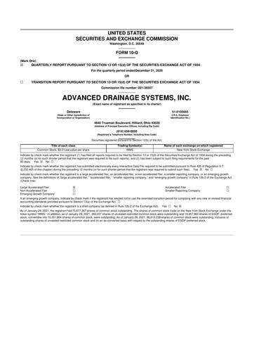 Thumbnail Advanced Drainage Systems
 10-Q Quarterly Report FY2021 